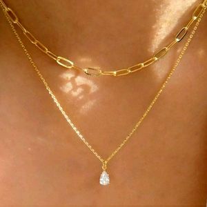 Multilayer Vintage Teardrop Rhinestone Pendant Necklace